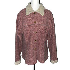 Ojai Womens Wool Blend Button-Up Jacket With Sherpa Collar & Cuffs